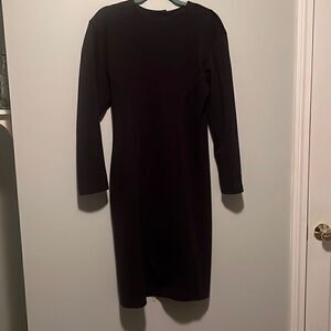 Vintage April Rain Women's Black Crew Neck Cotton Blend Sheath Dress Large